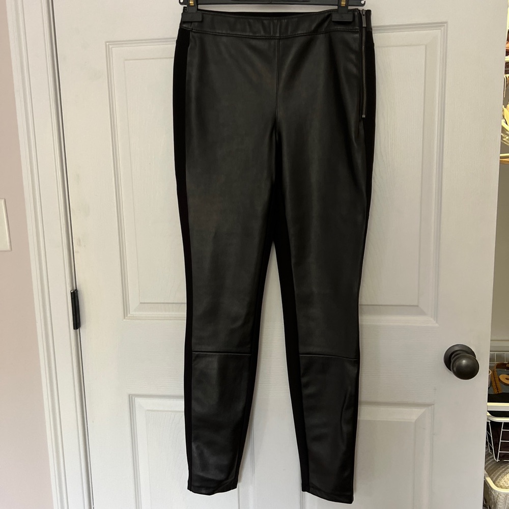 White black faux leather leggings.